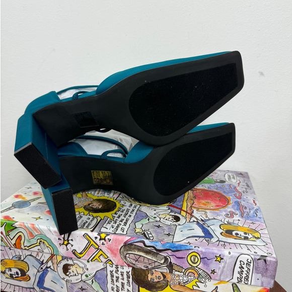 Jeffrey Campbell Popular Square-Toe Heel Pump in Dark Blue Neoprene Size 7 - Picture 8 of 9